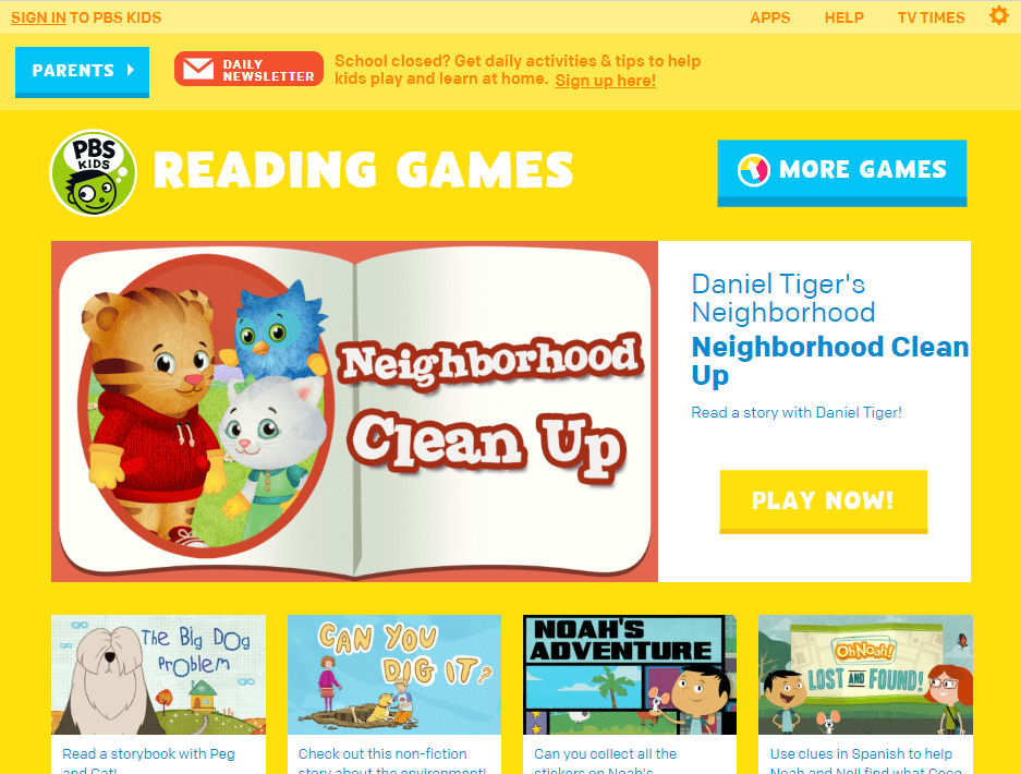 PBS Kids Website Screenshot