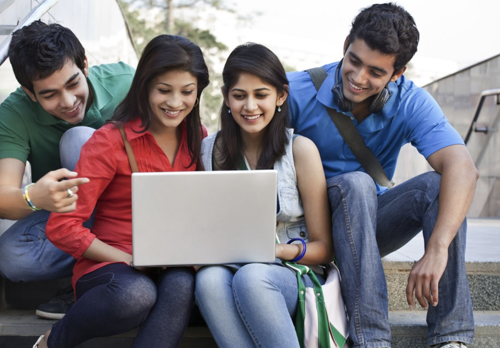 Waiting results. Indian student. University students with Laptop. Student admission. Happy students Results.
