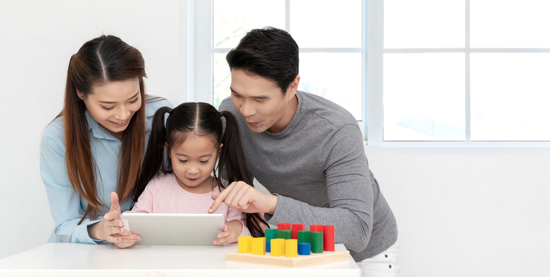 child having fun with parents